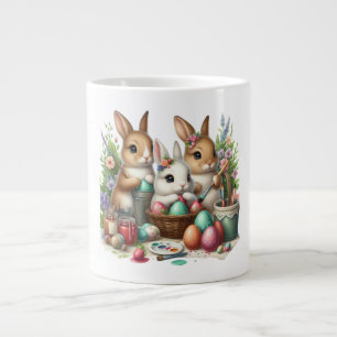 Cute, Easter Bunny/Spring paint party Large Coffee Mug