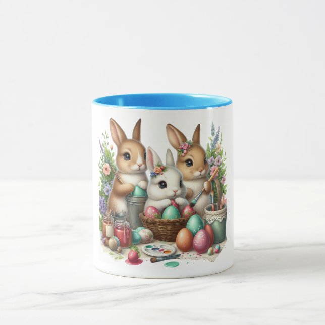 Cute, Easter Bunny/Spring paint party Mug (Center)