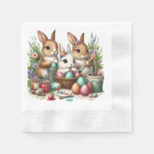 Cute, Easter Bunny/Spring paint party Napkin