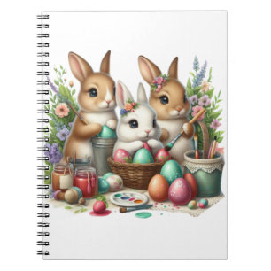 Cute, Easter Bunny/Spring paint party Notebook