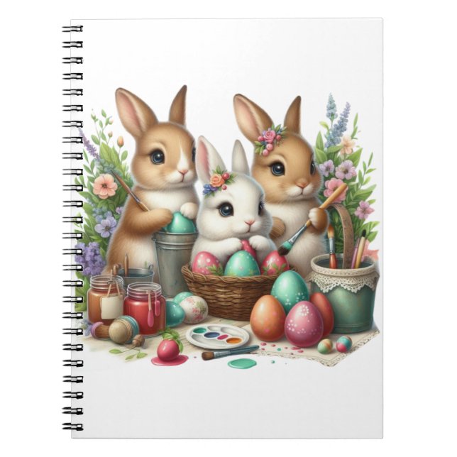 Cute, Easter Bunny/Spring paint party Notebook (Front)