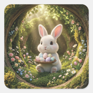 Cute Easter Bunny Square Sticker