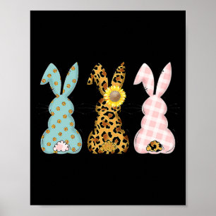 Cute Easter Bunny Trio Rabbit Leopard Poster