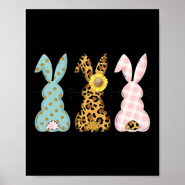 Cute Easter Bunny Trio Rabbit Leopard Poster (Front)
