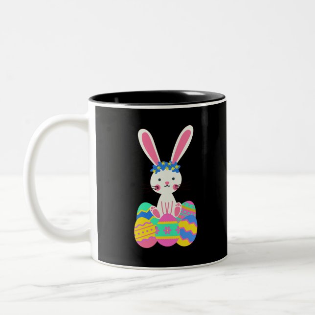 Cute Easter Bunny Two-Tone Coffee Mug (Left)