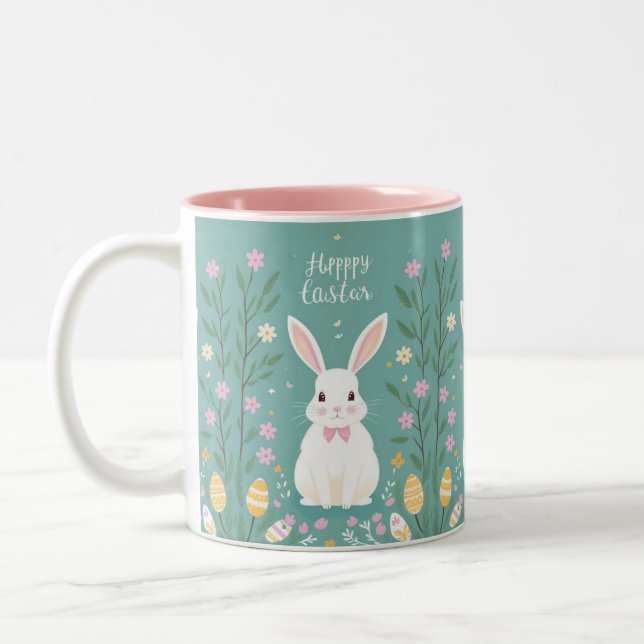 Cute Easter Bunny  Two-Tone Coffee Mug (Left)