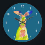 Cute Easter bunny watercolor art Large Clock<br><div class="desc">watercolor cute Easter bunny original illustration design.</div>