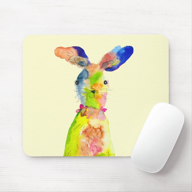Cute Easter bunny watercolor art Mouse Pad (With Mouse)
