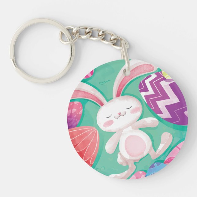 Cute Easter Bunny Watercolor | Keychain (Front)