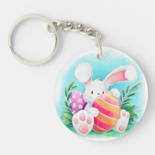 Cute Easter Bunny Watercolor   Keychain