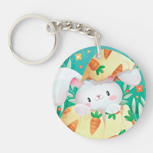 Cute Easter Bunny Watercolor | Keychain (Front)