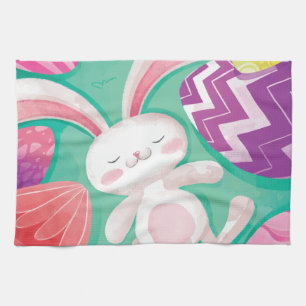 Cute Easter Bunny Watercolor Kitchen Towel