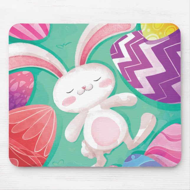 Cute Easter Bunny Watercolor | Mousepad (Front)