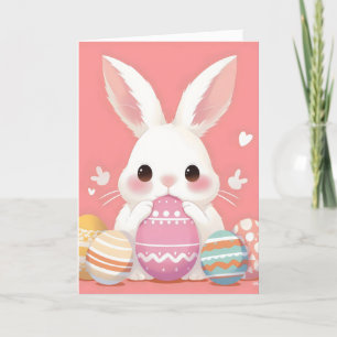 Cute Easter Bunny White Rabbit Holiday Card
