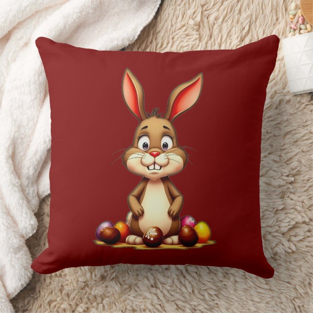 Cute Easter Bunny with Chocolate Eggs - almofada Cushion (Blanket)