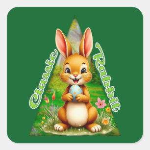 Cute Easter Bunny with Colorful Eggs - Autocolante Square Sticker