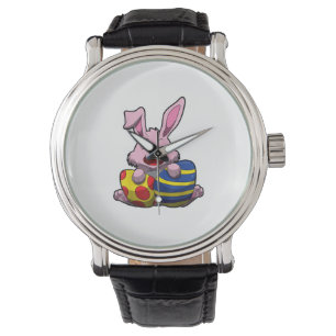 Cute Easter Bunny with Coloured Eggs - Happy Easte Watch