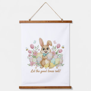 Cute Easter Bunny with Colourful Eggs and Spring  Hanging Tapestry
