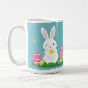 Cute Easter Bunny with Colourful Eggs Coffee Mug