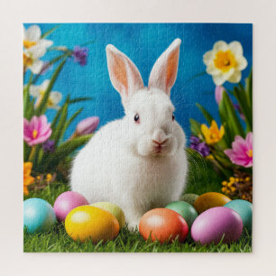 Cute Easter Bunny with Colourful Eggs Jigsaw Puzzle
