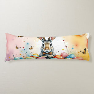 Cute Easter Bunny with Colourful Painted Eggs Body Cushion