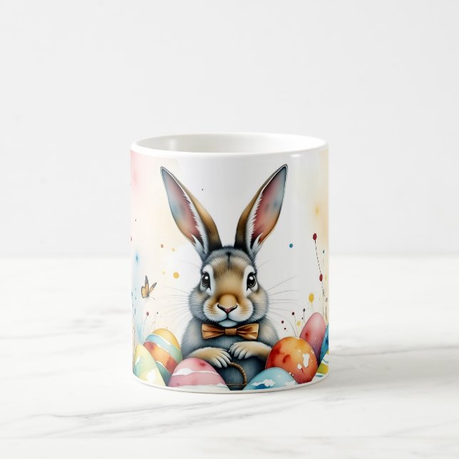 Cute Easter Bunny with Colourful Painted Eggs Coffee Mug (Center)