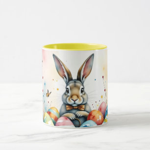 Cute Easter Bunny with Colourful Painted Eggs Mug