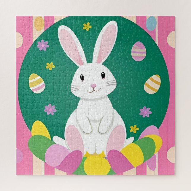 Cute Easter Bunny With Decorative Eggs Jigsaw Puzzle (Vertical)