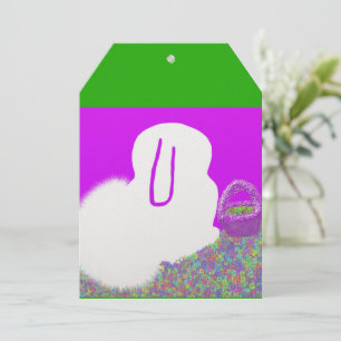 Cute Easter Bunny with flowers Holiday Card