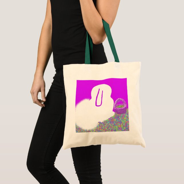 Cute Easter Bunny with flowers Tote Bag (Front (Product))