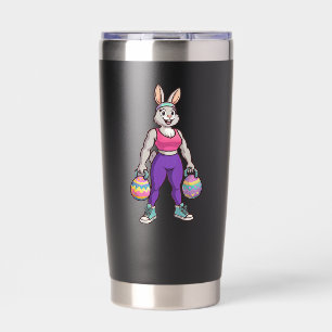 Cute Easter Bunny Workout Cartoon – Fitness Rabbit Insulated Tumbler