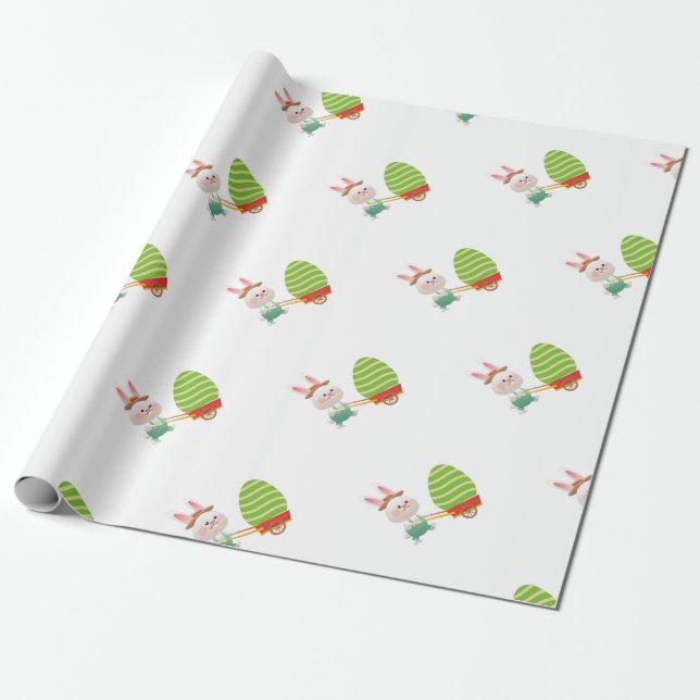 Cute Easter Bunny Wrapping Paper (Unrolled)
