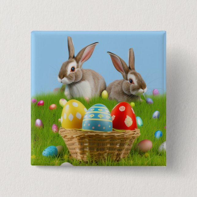Cute Easter Bunnyfor a positive mood   15 Cm Square Badge (Front)