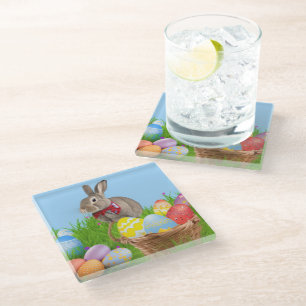 Cute Easter Bunnyfor a positive mood      Glass Coaster