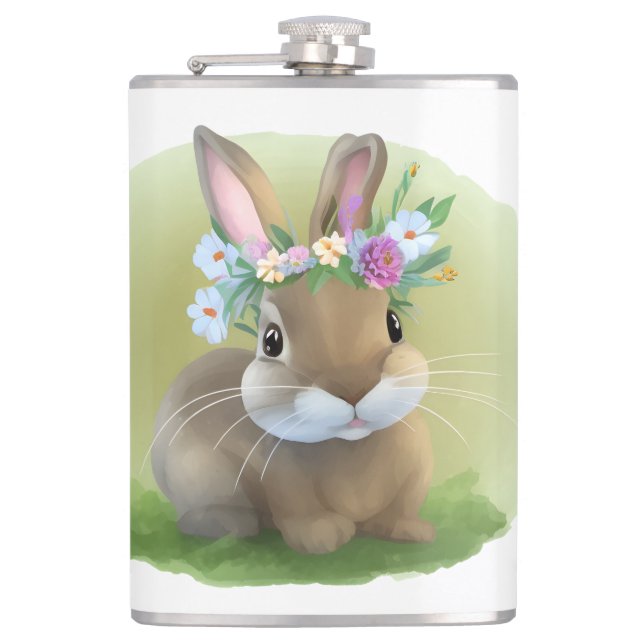 Cute Easter Bunnyfor a positive mood   Hip Flask (Front)