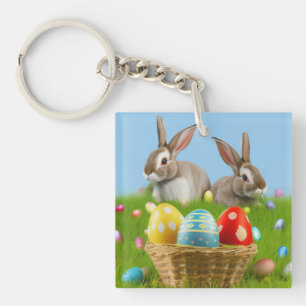 Cute Easter Bunnyfor a positive mood Key Ring