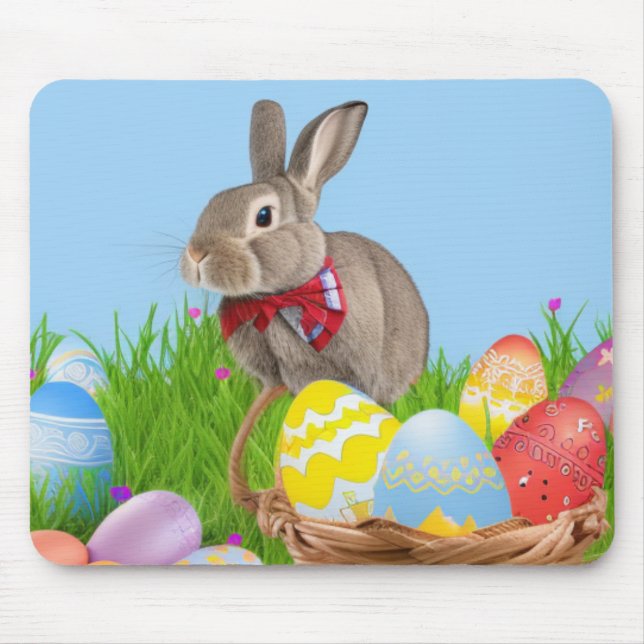 Cute Easter Bunnyfor a positive mood    Mouse Pad (Front)