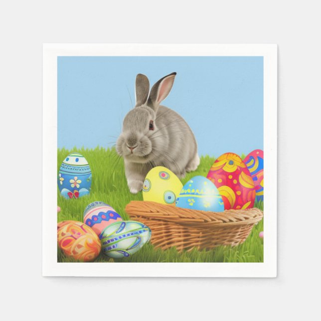 Cute Easter Bunnyfor a positive mood   Napkin (Front)