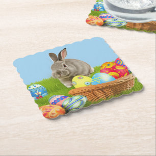Cute Easter Bunnyfor a positive mood  Paper Coaste Coaster