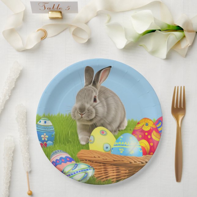 Cute Easter Bunnyfor a positive mood    Paper Plate (Wedding)