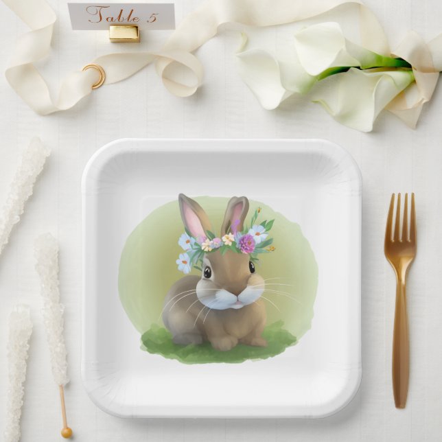 Cute Easter Bunnyfor a positive mood    Paper Plate (Wedding)