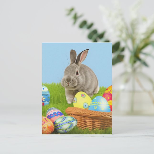 Cute Easter Bunnyfor a positive mood  Postcard (Standing Front)