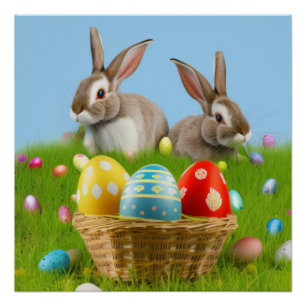 Cute Easter Bunnyfor a positive mood  Poster