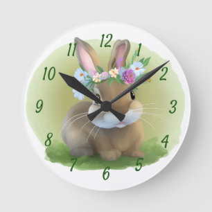Cute Easter Bunnyfor a positive mood Round Clock