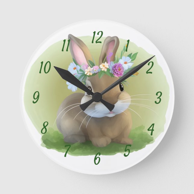 Cute Easter Bunnyfor a positive mood  Round Clock (Front)