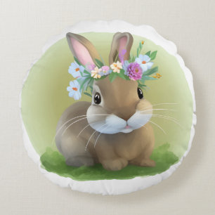 Cute Easter Bunnyfor a positive mood Round Cushion