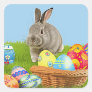 Cute Easter Bunnyfor a positive mood   Square Sticker