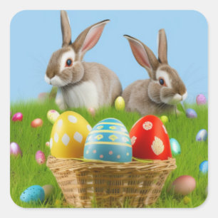 Cute Easter Bunnyfor a positive mood Square Sticker