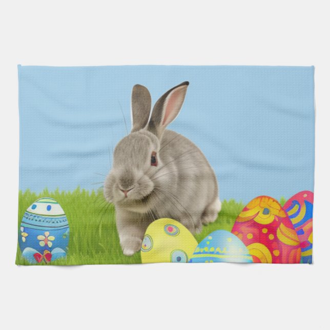 Cute Easter Bunnyfor a positive mood  Tea Towel (Horizontal)
