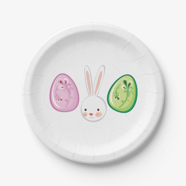 Cute Easter Bunnyy Egg Hunt & Brunch Paper Plates (Front)